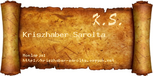 Kriszhaber Sarolta névjegykártya